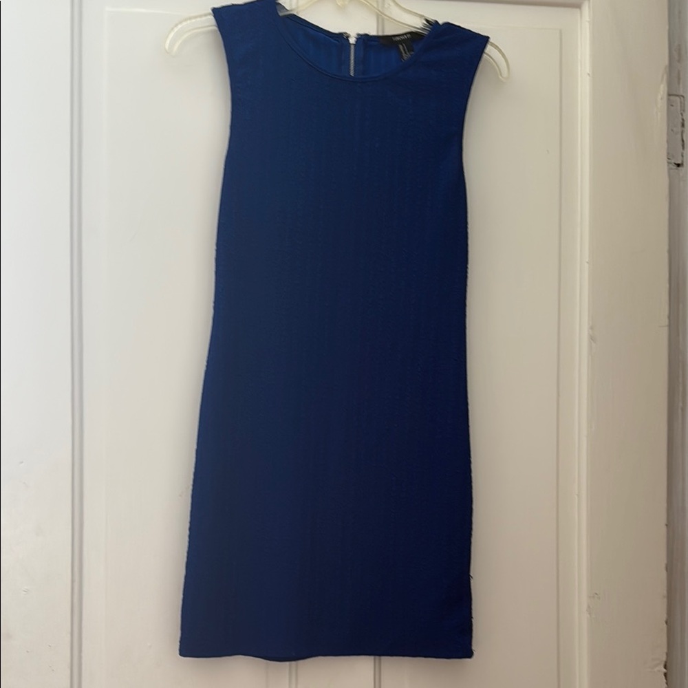 Forever 21 Blue Sheath Mini Dress Crew Neck Sleeveless